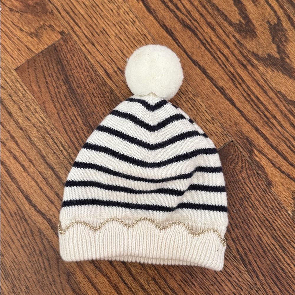 Jacadi Knit Fleece Lined Beanie with Pom Pom